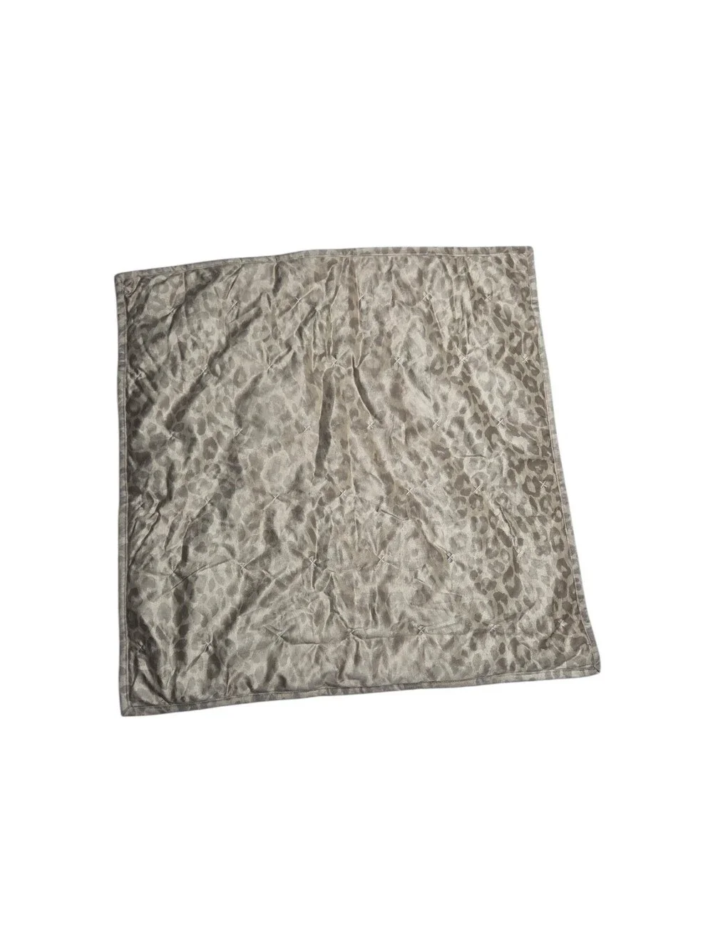 Z Gallerie Silvery Gold Leopard Print Satin Quilted Euro Pillow Sham ONE